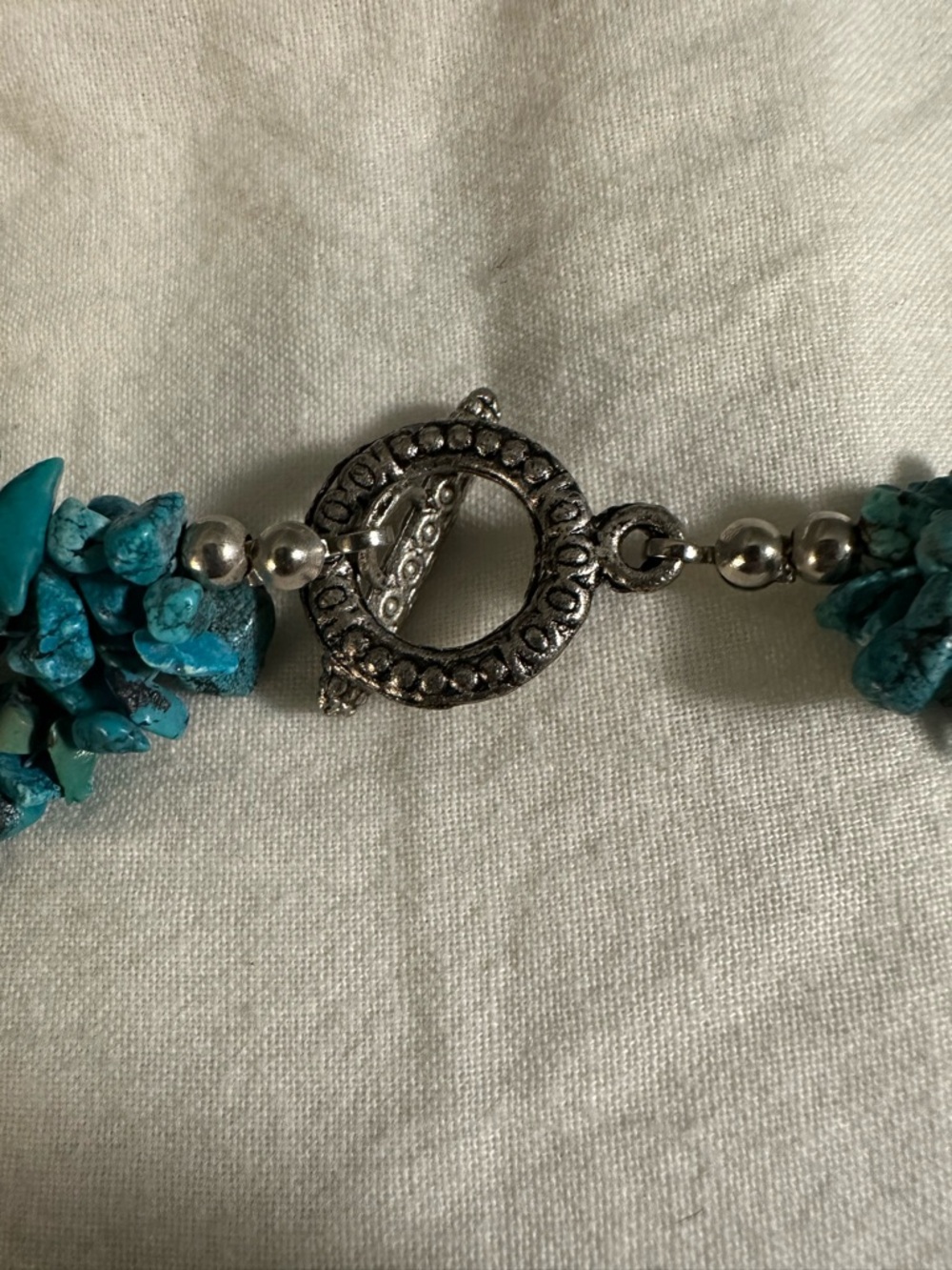 Vintage Genuine Turquoise Chip Beaded Statement Necklace 925s Clasp Never Worn - Picture 3 of 3
